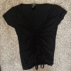 Rue21 Black Gathered Short Sleeve Top
